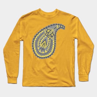 Paisley Grey and Yellow Long Sleeve T-Shirt